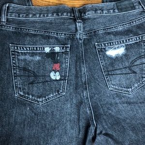 Disney Gray Cropped Jeans with Mickey Mouse